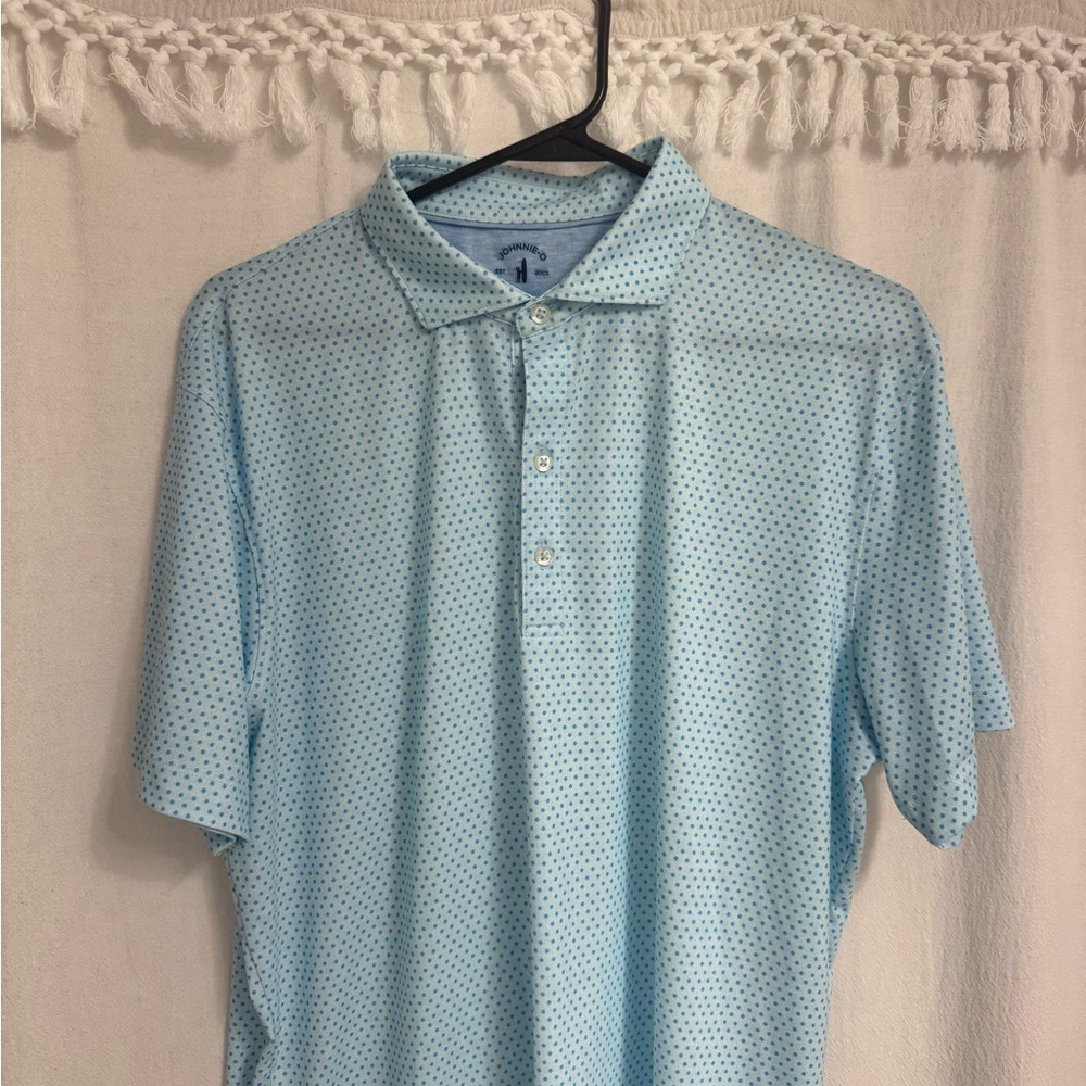 NWT Johnnie-O Light Blue Patterned Men's Polo Shirt